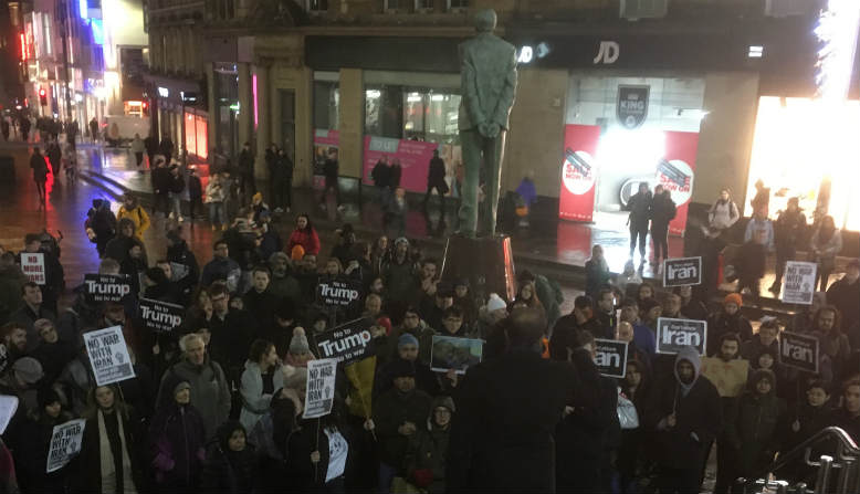 Gathering at the anti-war protest in Glasgow