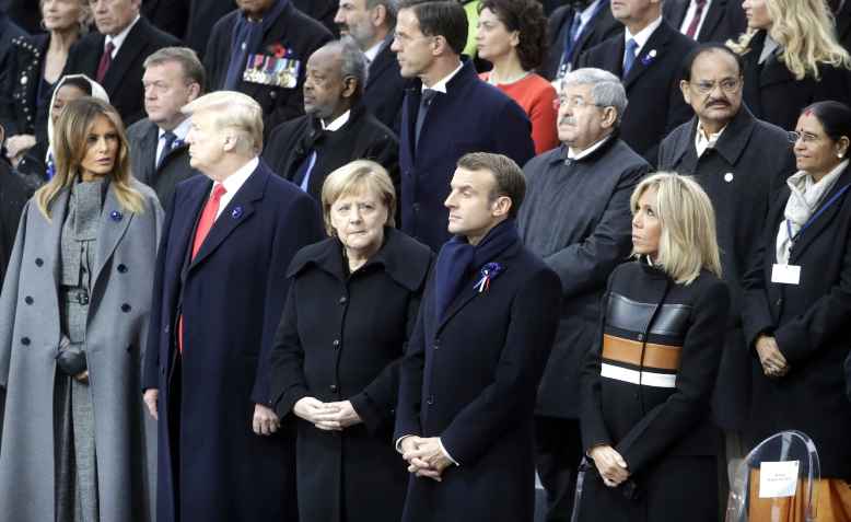 Trump, Merkel and Macron. Photo: wikimedia commons