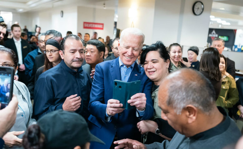 Biden on campaign in Las Vegas, February 2020. Photo: Adam Schultz via flickr