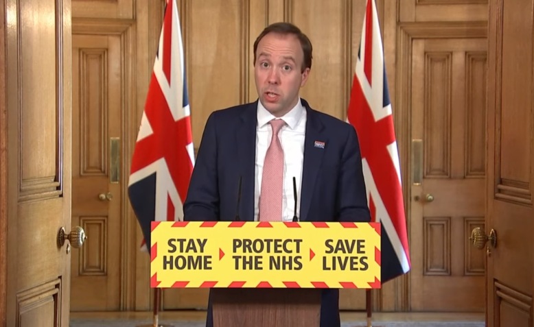 Matt Hancock delivers coronavirus briefing, 21 April 2020. Photo: Number 10 via Youtube