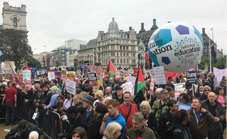 NEU at anti-Trump demo, 2019. Photo: Alex Kenny