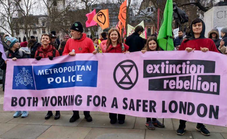 Banner on Extinction Rebellion march in London, 22 February. Photo: Twitter