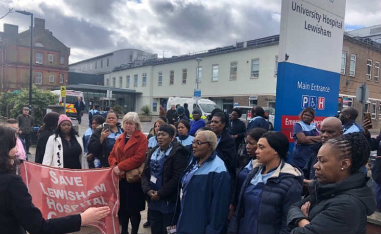 Lewisham Hospital picket line. Photo: Shabbir Lakha