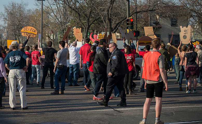 Fast food workers on strike. Source: Wikipeida