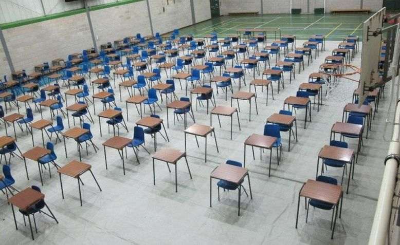 Empty examination hall in Epsom College. Photo: David Hawgood / geograph.org.uk / cropped original image / licensed under CC 2.0, linked at bottom of article