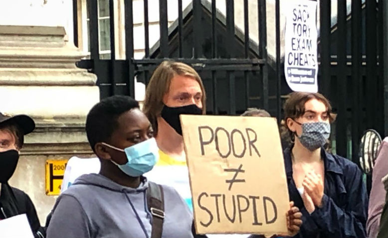 Pupils protesting outside Downing Street Photo: Shabbir Lakha