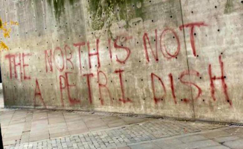 Graffiti in Piccadilly Gardens, Manchester