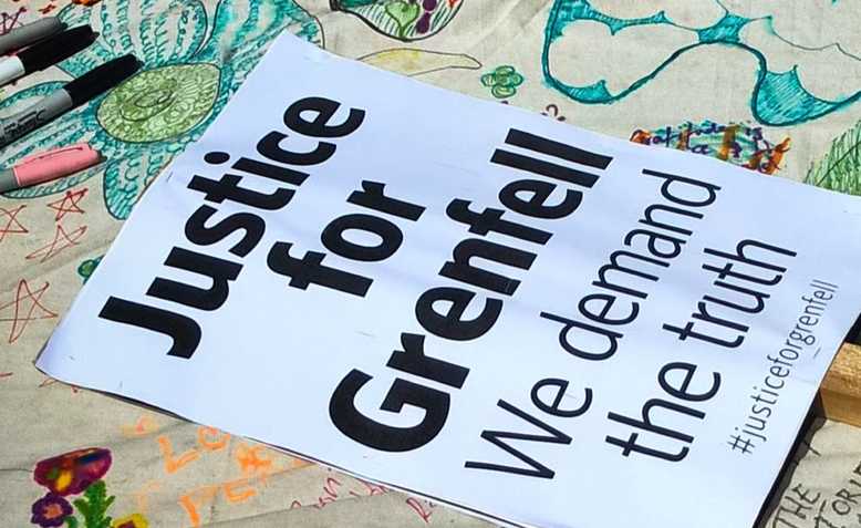 Justice for Grenfell placard, Photo: garryknight / Flickr