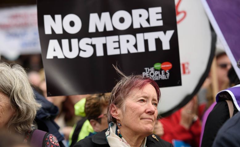 No More Austerity placard