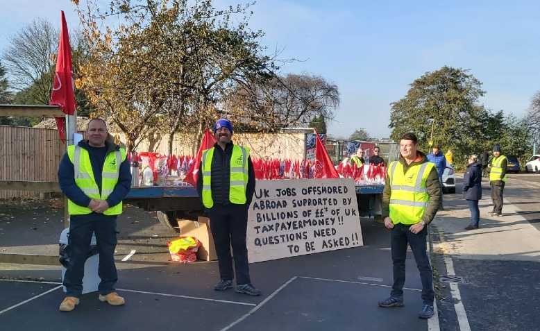 Rolls Royce Barnoldswick picket line. Photo: Chris Neville