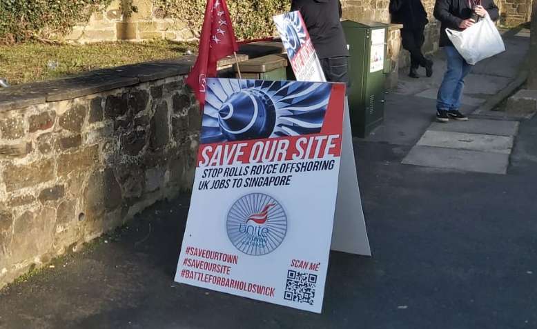 Rolls-Royce Barnoldswick picket line. Photo: Chris Neville