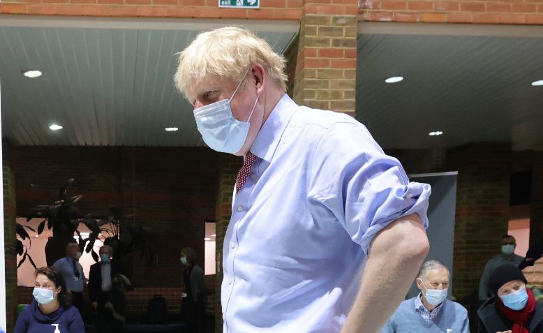 Boris Johnson at a Covid vaccine centre