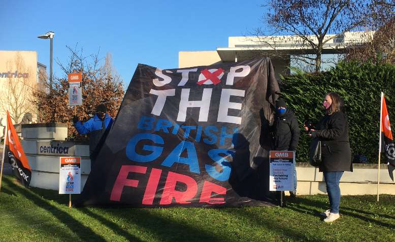 Strikers protesting at British Gas headquarters in Windsor