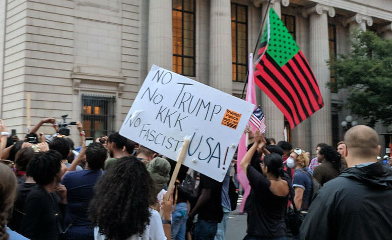 Protest against Unite the Right 2 in Washington, D.C., 2018. Photo: Bohemian Baltimore/ cropped from original / licensed under CC BY-SA 4.0, linked at bottom of article