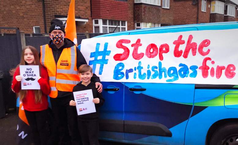 British Gas worker on strike. Photo: GMB union