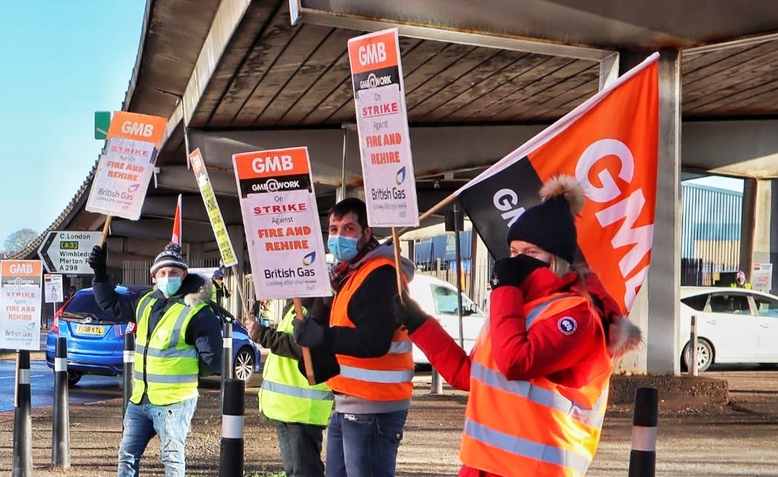 British Gas workers on strike, Photo: GMB