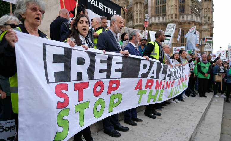 Palestine solidarity protest outside parliament on 5 June 2018. Photo: Alisdare Hickson/cropped from original/licensed under CC2.0, linked at bottom of article