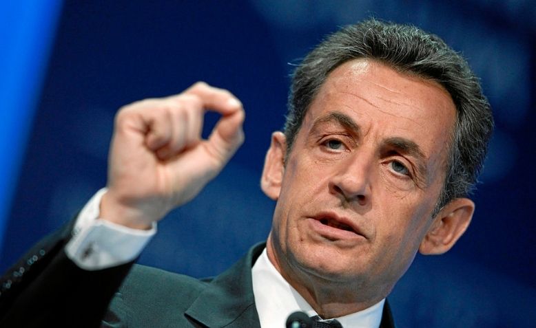 Nicolas Sarkozygestures at during the session 'Vision for the G20' in Davos 2011.