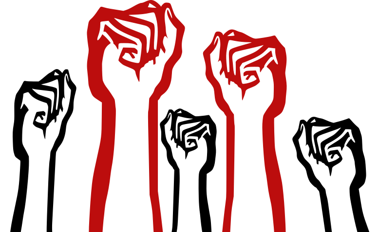 Fist raised in unity. Graphic: Liftarn (@liftarn)