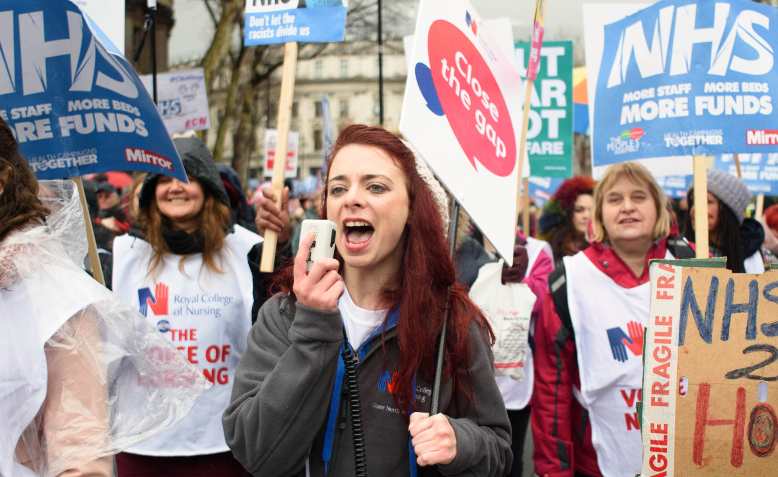 RCN nurses on the People's Assembly's NHS in crisis demonstration, 2018