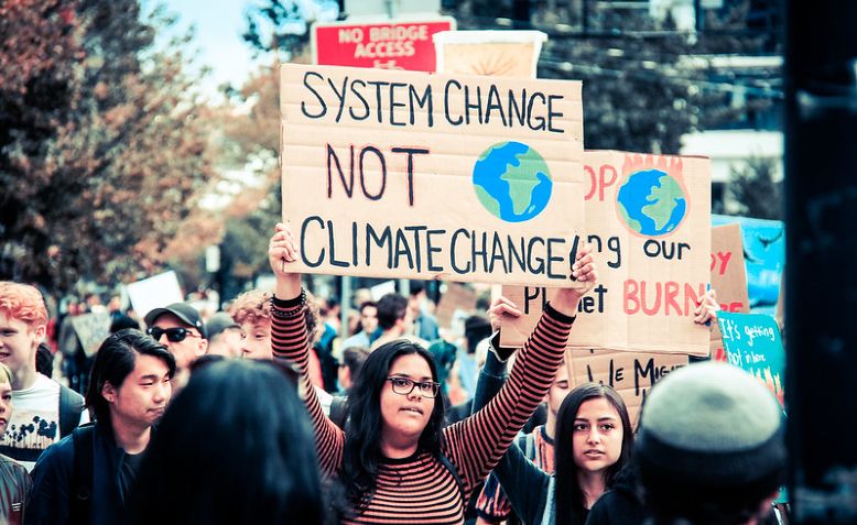 You climate strike, September 27, 2019, Vancouver. Photo: Chris Yakimov / cropped from original / licensed under Creative Commons Attribution 2.0 Generic (CC BY 2.0), linked at the bottom of article