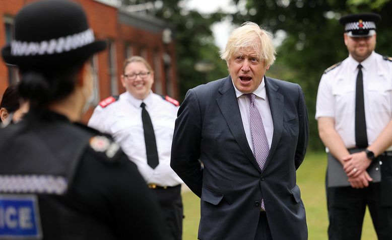 Boris Johnson at Surrey Police HQ