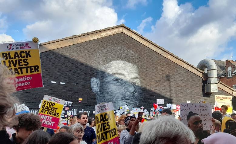 Anti-racist protest, Rashford mural, Manchester