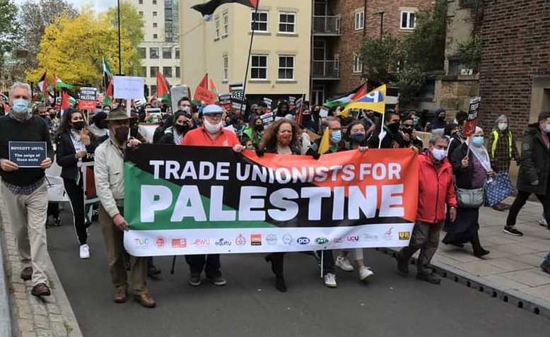 ‘Trade Unionists for Palestine’ leads the march in Newcastle | Photo: David McAllister