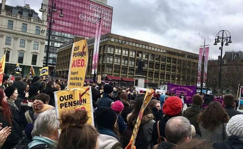 Crowds gather in George Square, Glasgow, for a rally supporting the UCU Higher Education Strike.