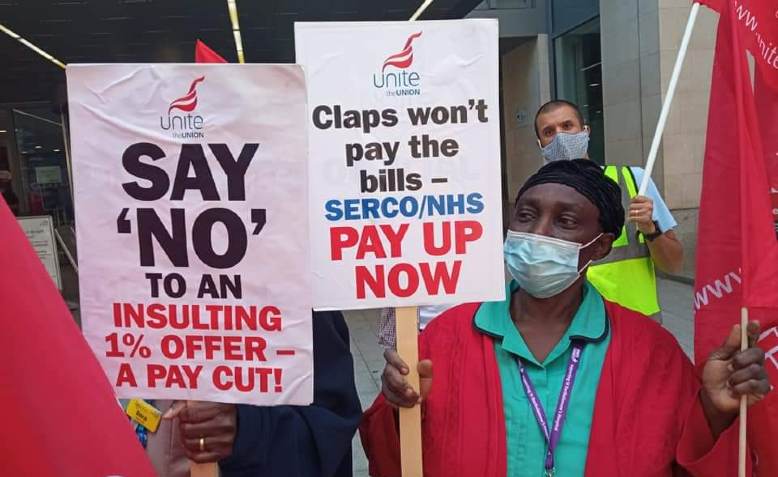 Unite NHS protest, St Barts Hospital