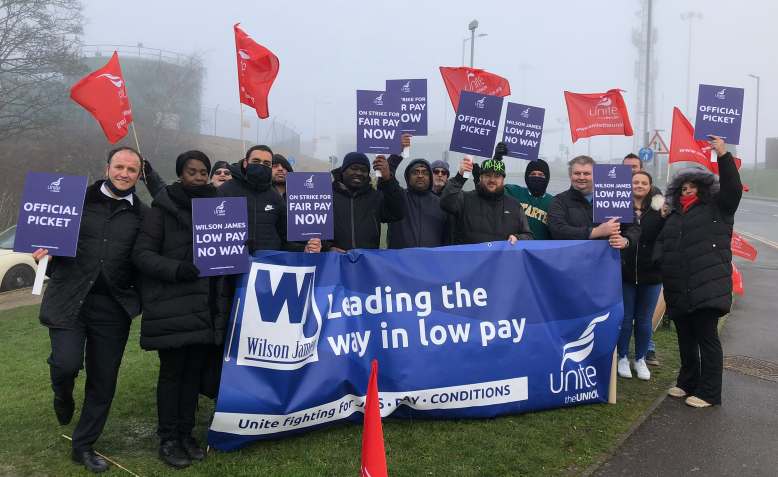 Luton Airport workers on strike