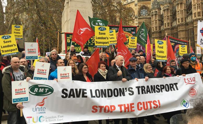 London transport workers' rally, 1 December