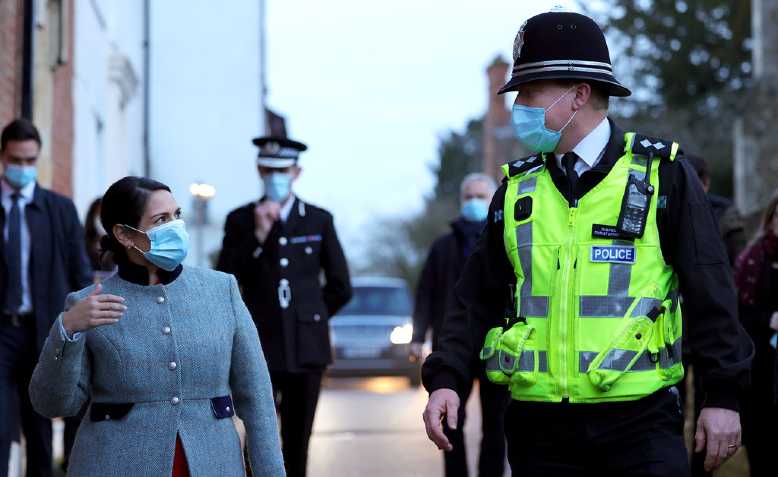 Priti Patel Bishops Stortford police visit. Photo: Pippa Fowles/No 10 Downing Street/cropped from original/licensed under CC2.0, linked at the bottom of article