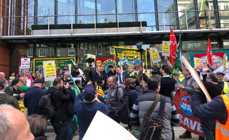 Seize the ships!': protesters demand public ownership of P&O