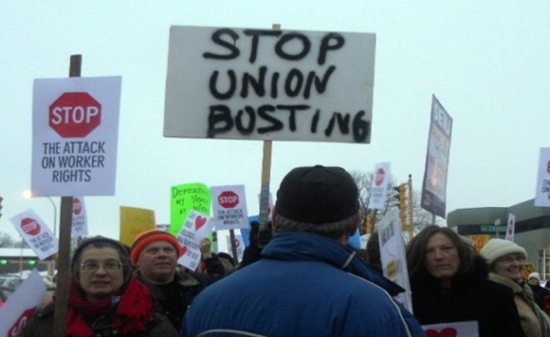 Stop union busting protest