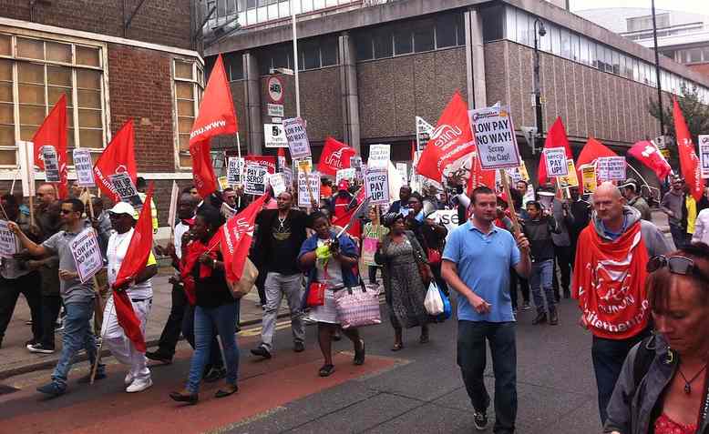 Unite flags at demonstration