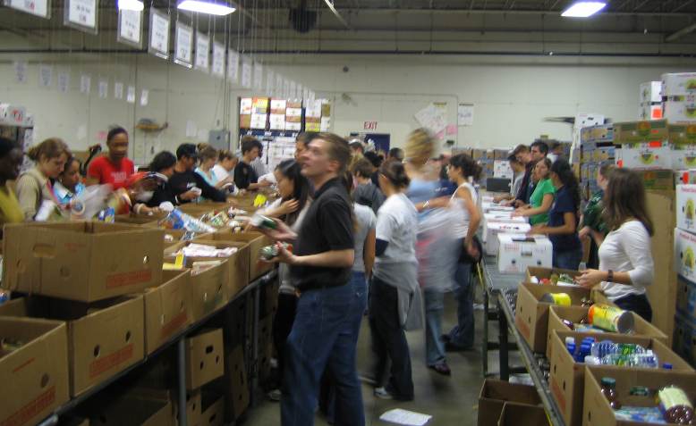 Volunteers at a food bank