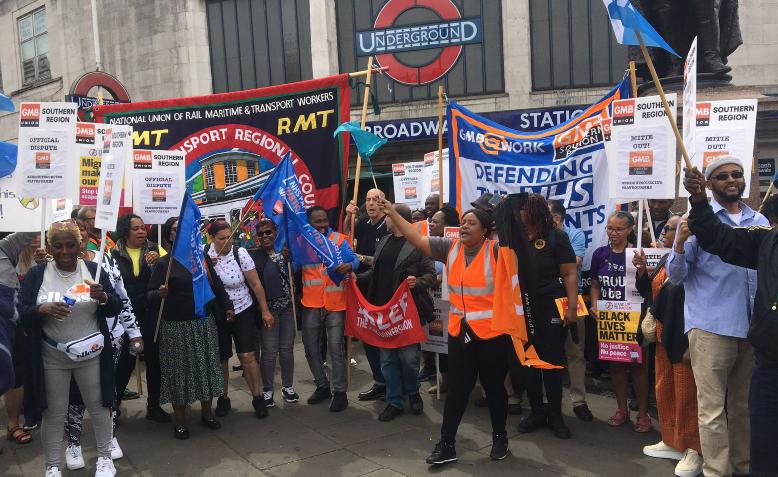 GMB, RMT and Aslef strikers rally together