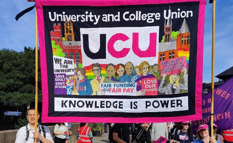 UCU banner, Durham Miners Gala 2022