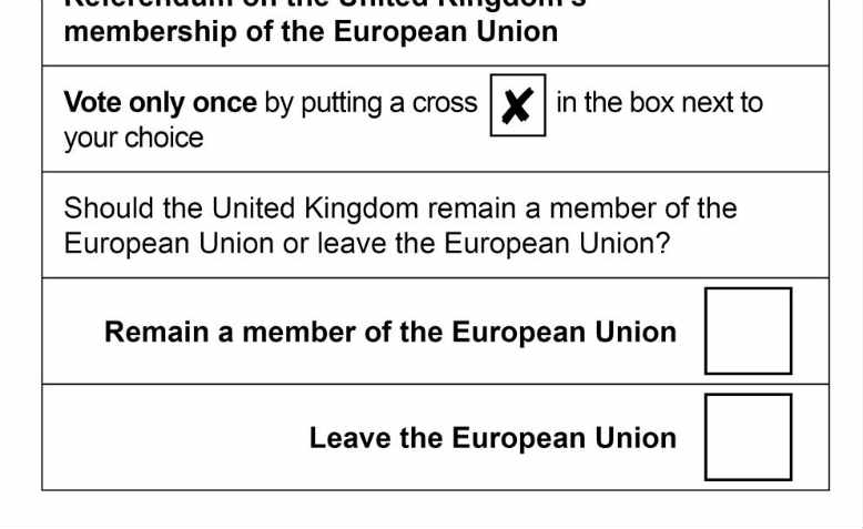 The 2016 EU referendum ballot paper. Image: 