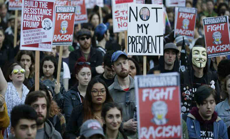 Anti-Trump protest in the US. Photo: AP The Indian Express 