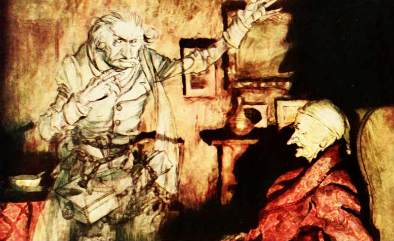 The ghost of Jacob Marley visiting Ebenezer Scrooge in A Christmas Carol by Charles Dickens. Image: Pixabay 