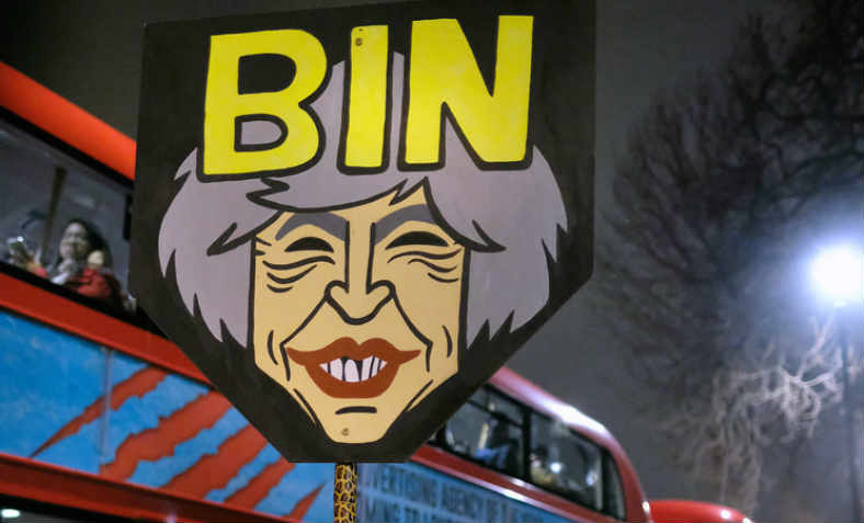 Bin Theresa May - placard from anti-Trump rally, Whitehall, January 2017. Photo: Flickr/Alisdare Hickson