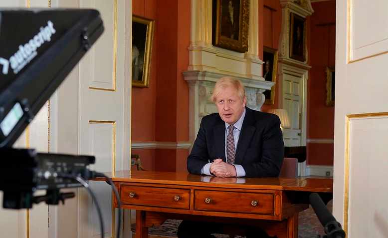 Boris Johnson’s television broadcast, 10 May 2020. Photo: Flickr/Andrew Parsons