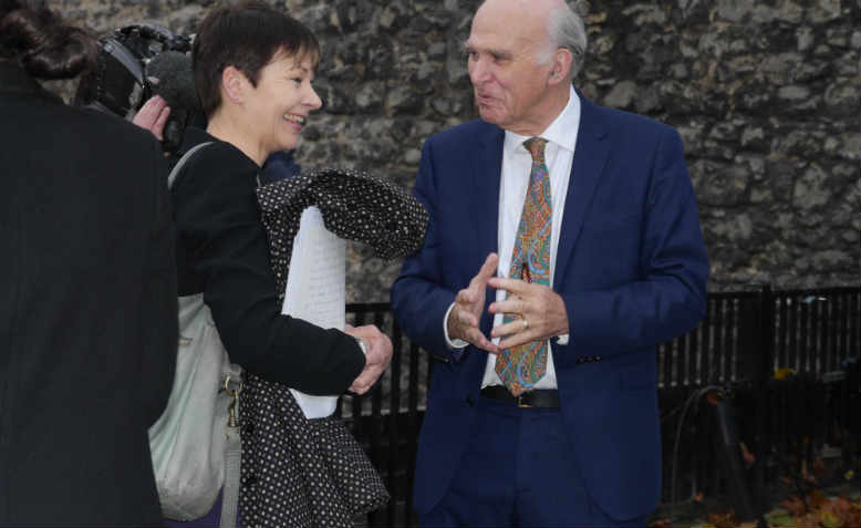 Caroline Lucas conferring with Vince Cable in 2017. Photo: Wikimedia/Shayan Barjesteh van Waalwijk van Doorn