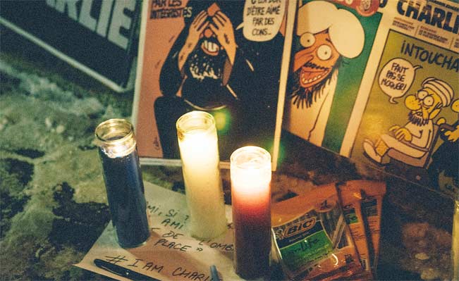 'Charlie Hebdo' solidarity protest in New York's Union Square. Photo by Pete Voelker