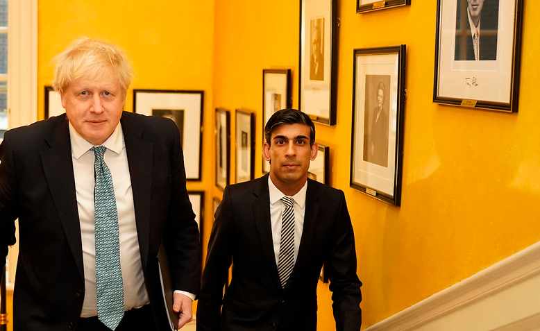 Boris Johnson and Rishi Sunak in Downing Street, March 2020. Photo: Flickr/Andrew Parsons 