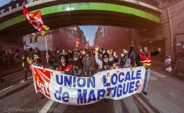 Strikers demonstrating in Marseille, January 2020. Photo: Facebook/Thierry Lerouge