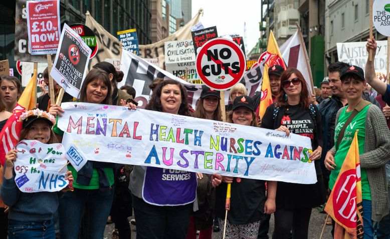 International solidarity with workers is growing. Image of striking mental health workers.