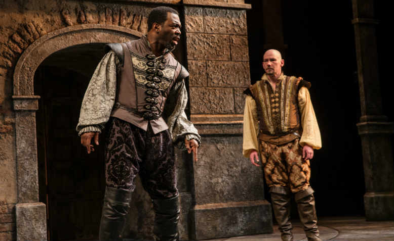 Daver Morrison as Othello and Gavin Hoffman as Iago in Portland Center Stage’s Othello. Photo: Flickr/Patrick Weishampel